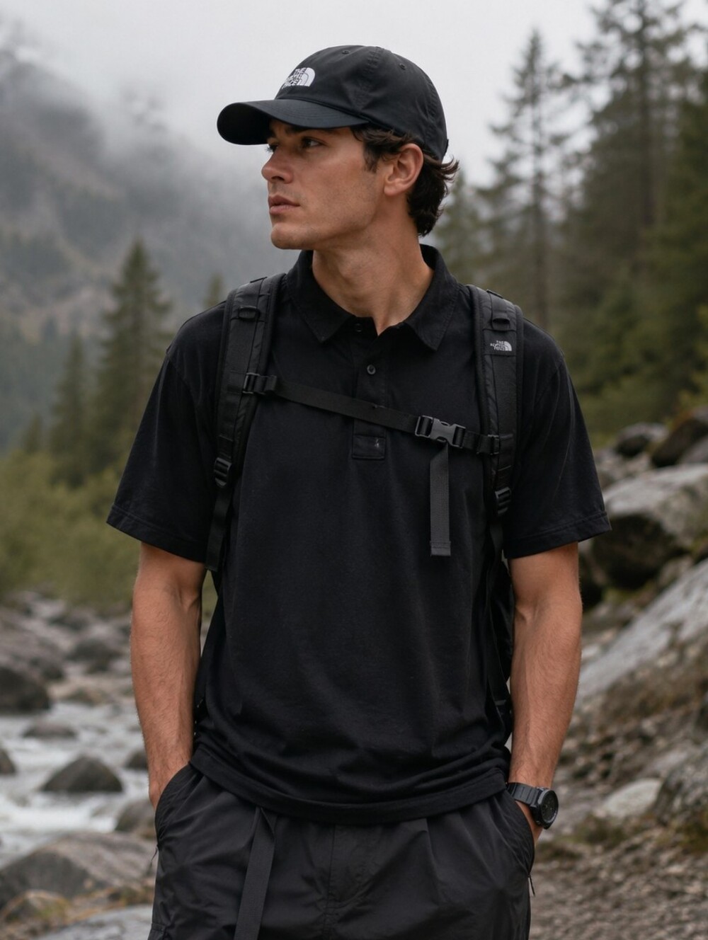 The North Face VaporWick Mens XL Black Button Polo Shirt Quick Dry Golf Gorpcore